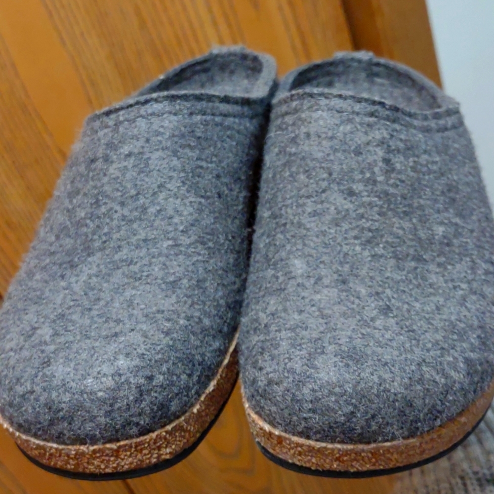 Haflinger Womens Sz 6.5 Felted Wool Slippers Clogs Graphite EU Size 37